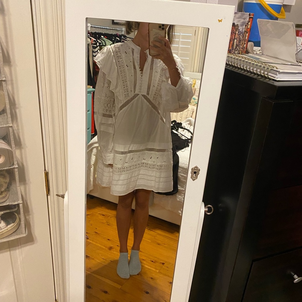 AllSaints Prim Broderie white dress